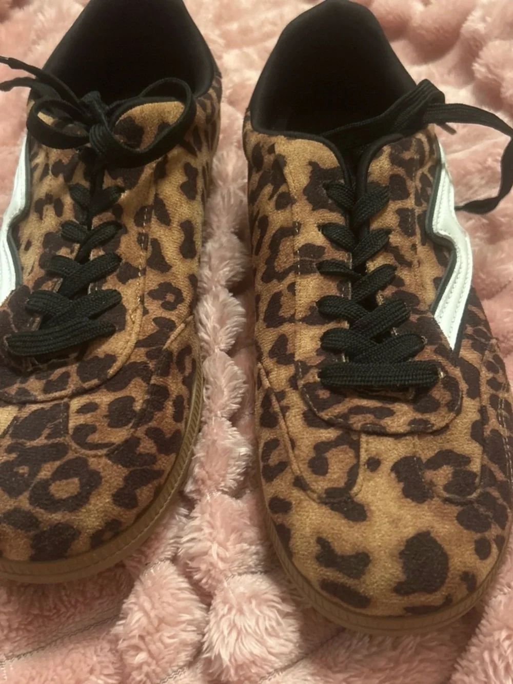 Leopard Print Lace-Up Women's Sneakers - Brown